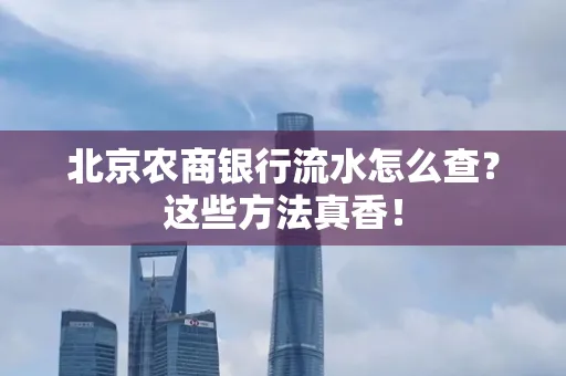 北京农商银行流水怎么查？这些方法真香！